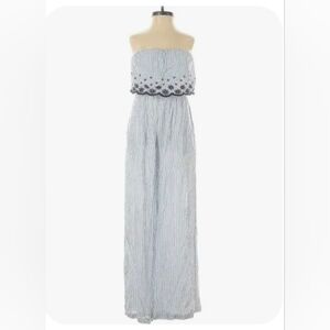 Jessica Simpson Blue and White Strapless Jumpsuit